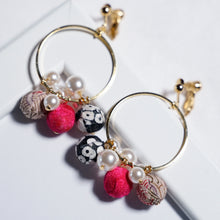 画像をギャラリービューアに読み込む, 着物生地ビーズ付リングイヤリング