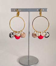 画像をギャラリービューアに読み込む, 着物生地ビーズ付リングイヤリング