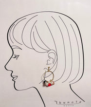 画像をギャラリービューアに読み込む, 着物生地ビーズ付リングイヤリング